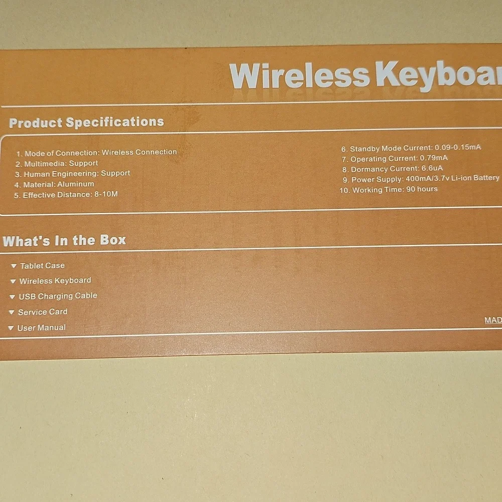 Wireless Keyboard Tablet Case - Cream 9×6
